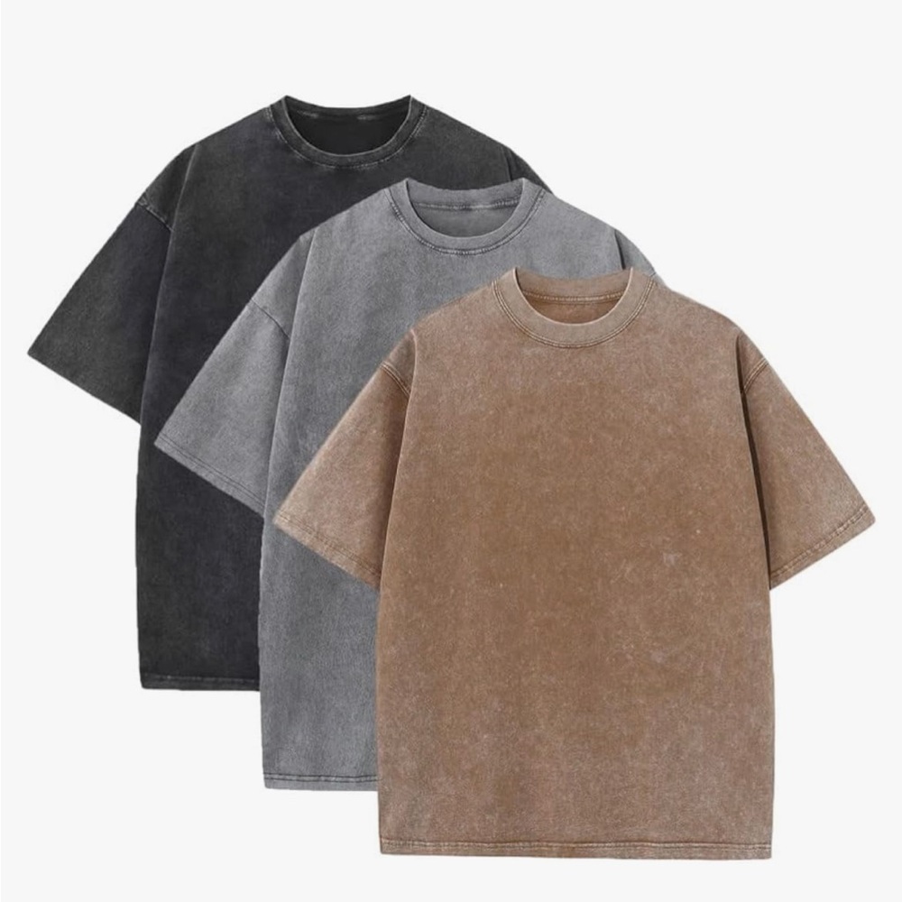 3 pack cotton T-Shirts, Vintage Tee, Loose Fit Short Sleeve